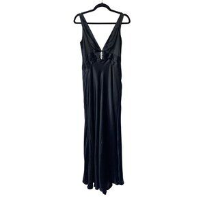 Y2K Maxi Dress Sz 8 Vintage Night Way Black Slip Satin Evening‎ Prom Embellished